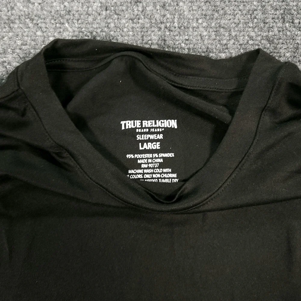 True Religion Sleepwear T Shirt Mens Large Black Logo Quick Dry Moisture Wicking